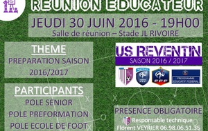 Réunion éducateurs saison 2016/2017