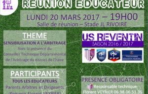 Réunion éducateurs lundi 20 mars à 19h