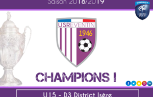 U15 : Avec 10 victoires en autant de matchs, Reventin remporte le titre et la montée !