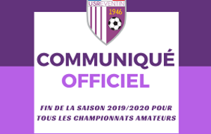 Communiqué officiel : Fin de la saison 2019/2020 pour tous les championnats amateurs