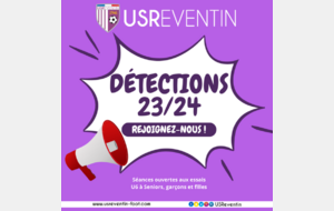 Détections 23/24 : l'US Reventin recrute de U6 à Seniors, rejoignez-nous !