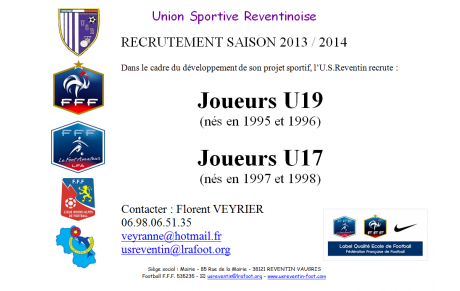 Recrutement U17 / U19