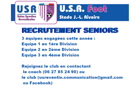 Seniors : Une 3ème équipe engagée, le recrutement toujours ouvert