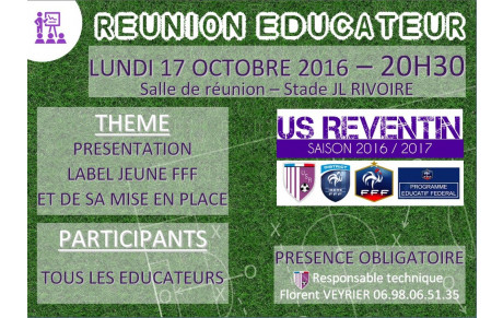 Réunion Label FFF, lundi 17 octobre à 20h30