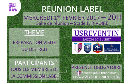 Réunion commission label mercredi 1er février