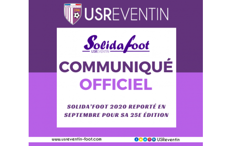 Communiqué officiel : Solida’Foot 2020 reporté en septembre pour sa 25e édition