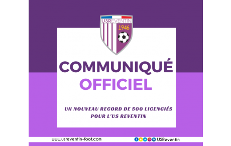 Communiqué officiel : un nouveau record pour l’US Reventin, avec 500 licenciés !